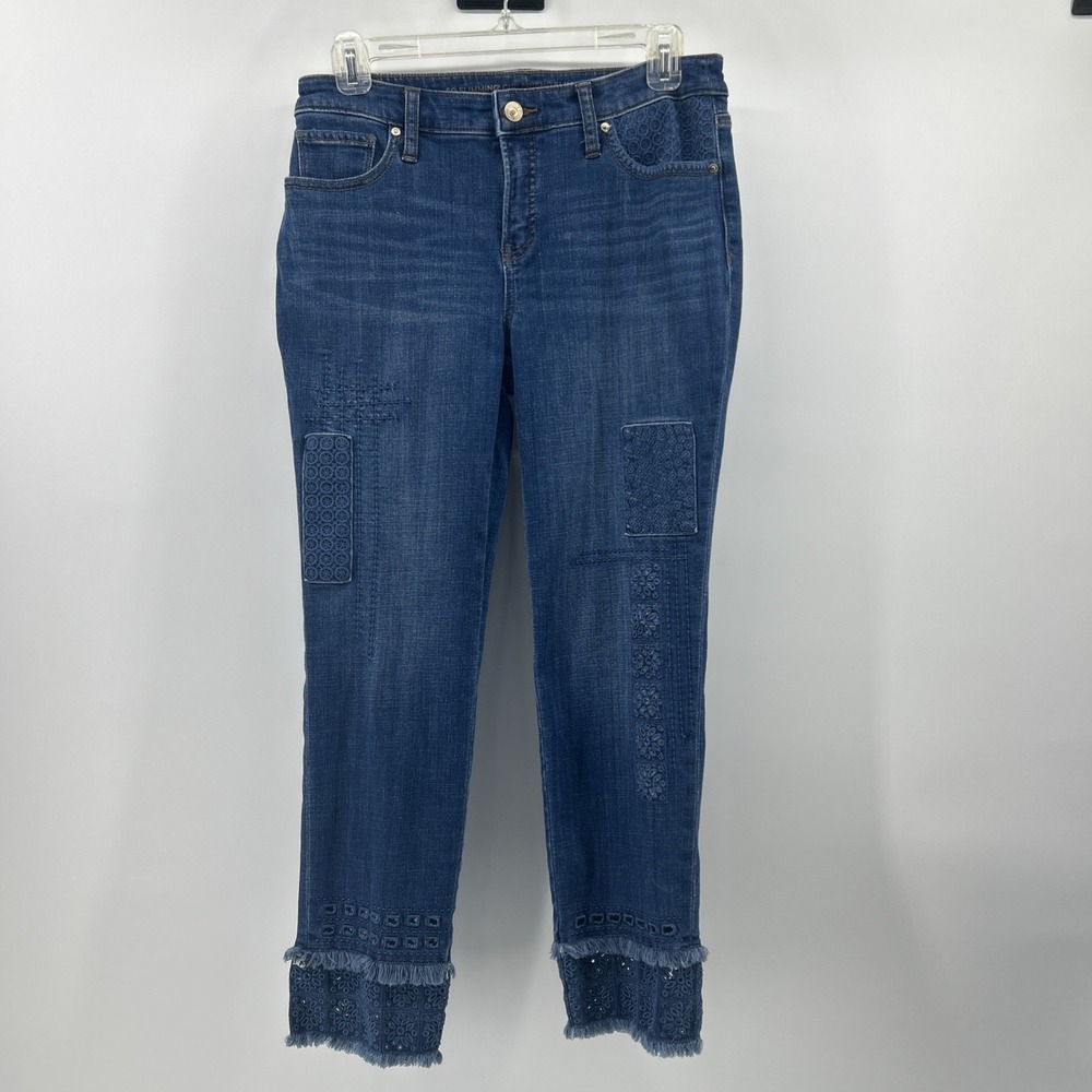 Chicos 0P Ankle Jeans Women's 4P Blue Denim Slimming Girlfriend Cotton Stretch